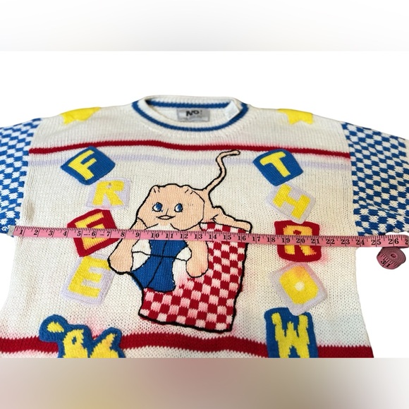 Vintage NO! THE JEANS REVOLT Graphic Crewneck 80’s Longsleeve Sweater SZ:L - Picture 3 of 14